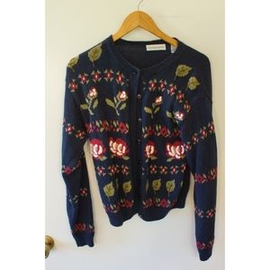 Vintage Complements Knitted Floral Cardigan